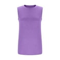 thumbnail image 7 of Fesfesfes Women's Athletic Tank Tops Solid Color Round Neck Sleeveless Blouses Loose Elegant Running Tennis Yoga Comfortable T-Shirt(Purple,2XL), 7 of 7
