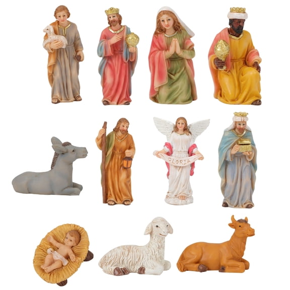 Christmas Nativity Figurines Nativity Scene Statue with Stable Holy Family