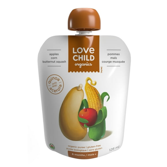 Love Child Organics Superblends Apple, Corn + Butternut Squash Puree 128ml Pouch, 128 mL