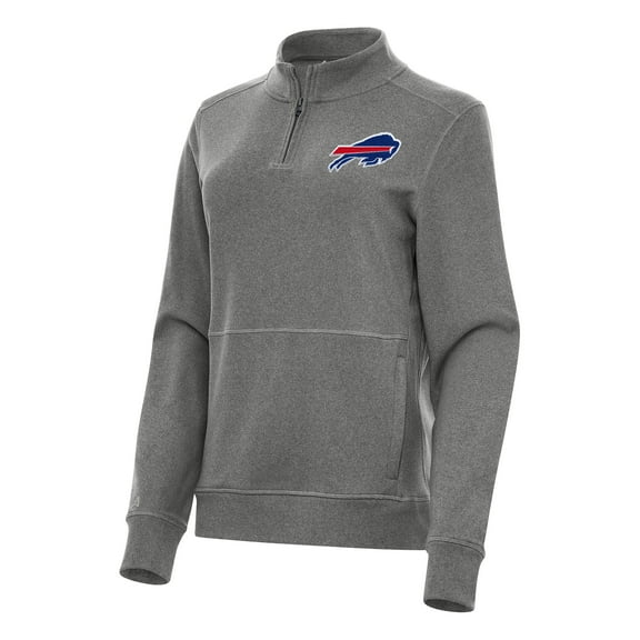 Women's Antigua  Heather Black Buffalo Bills Crush Quarter-Zip Jacket
