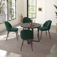 thumbnail image 2 of Anchorhome 5-Piece Modern Round Wooden Dining Table Set with 4 Velvet Chairs, 35" Space-Saving Kitchen Furniture for Small Apartments & Coffee Table Set (Gray Top, Green), 2 of 6