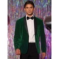thumbnail image 2 of Unique Bargains Men's Slim Fit Shawl Lapel One Button Wedding Velvet Tuxedo Blazer M Dark Green, 2 of 6