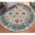 thumbnail image 5 of 7' Blue and Orange Round Floral Power Loom Area Rug, 5 of 5