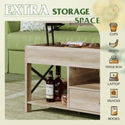 GALAXHERO Coffee Table, 39 Lift Top Coffee Table with Hidden Compartment, Storage Drawers and Storage Shelf for Living Room, Reception Room Greige