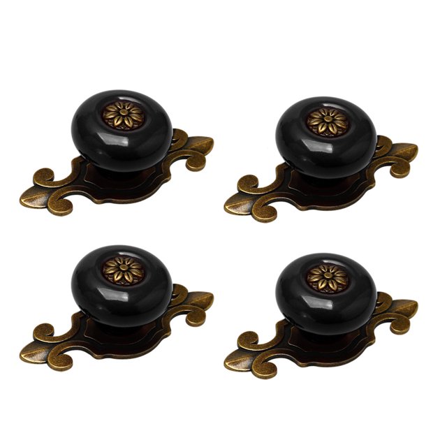 Tiradores de Puerta de Armario Vintage de Cerámica para el Hogar 4pcs Negro