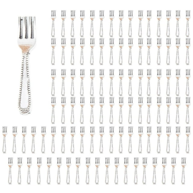100 piezas 1/12 vajilla para casa de muñecas, vajilla para casa de muñecas, adornos, juguetes para juego de imitación, cuchara, tenedor, cuchillo para tenedor de plata