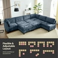 thumbnail image 3 of Advwin Oversized Modular Sectional Sofa, 8 Seat Plush Chenille Couch with Storage Ottomans & Thick Cushions, Modern Comfy Convertible L Shaped Sleeper Sofa Bed for Living Room, Blue, 3 of 14