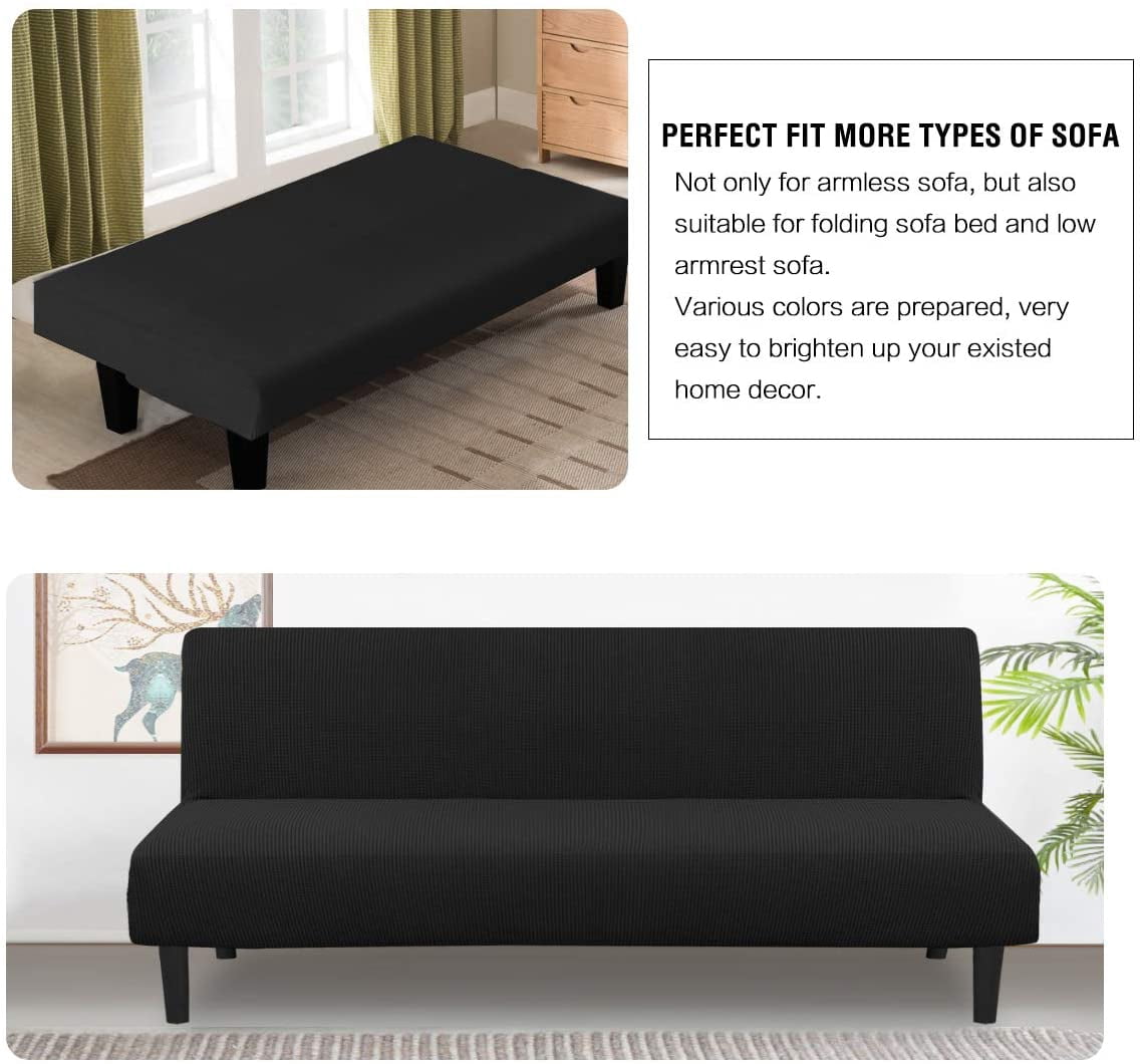 XUELC Armless Stretch Thickened Sofa Bed Cover Protective Cover Stretch Functional Rich Texture High Spandex Small Plaid Jacquard Fabric Duvet Cover