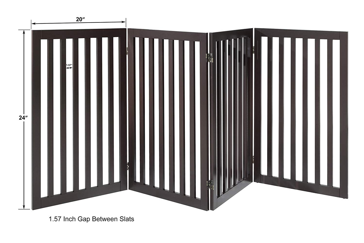 Unipaws 36" H Free Standing Pet Gate for Dog Cat, Tall Wooden Dog Gates for Doorway, Stairs, Foldable Pet Fence for The House, Expandable Dog Barrier, Indoor Use, Espresso