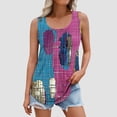 thumbnail image 4 of GaThRRgYP Chic Women's Sleeveless Blouse,2025 Women's Spring and Summer New Tank Eyelet Embroidery Neck Fashion Print Casual Fashion Top Blouse White S, 4 of 6