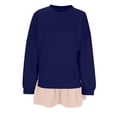 thumbnail image 4 of ATOYSOY Women's Crew Neck Sweatshirts Outwear Loose Dressy Tops Long Sleeve Tees Fall Winter Color Block Babydolls Pullover Fashion Casual Shirts Fake Two Blue M, 4 of 6