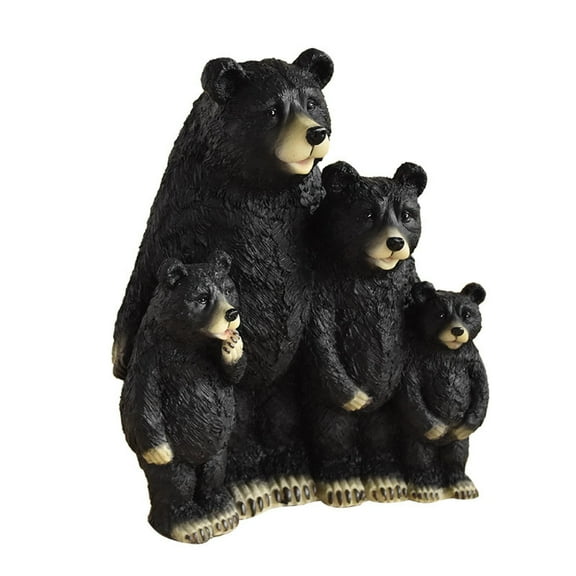 HPZZ Happy Family Black Bear Statue - Resin Bear Sculpture for Garden, Home, and Tabletop Decoration
