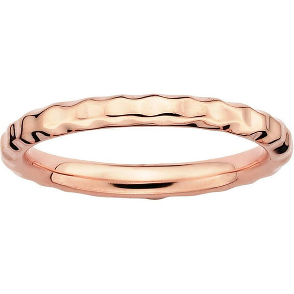 Sterling Silver Pink-Plated Hammered Ring