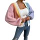 thumbnail image 2 of Suéter de cuello en V para mujer, chaqueta informal de manga larga con capucha de colores, suéter para mujer, 2 of 5