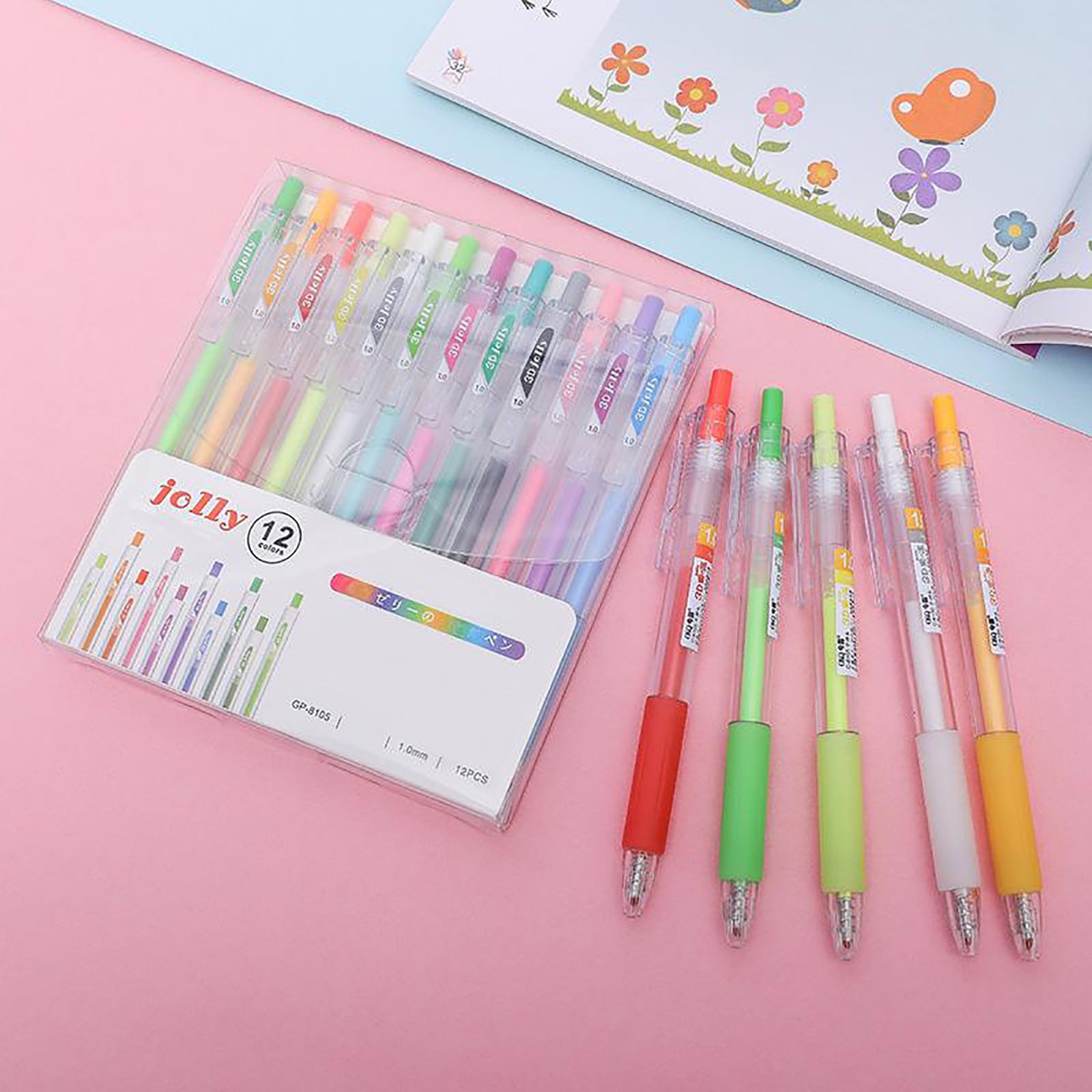 Thsue 3D Jelly Pen,12 Colors 3D Three-Dimensional Jelly Pen 1.0mm Painting  Set Color Graffiti Marker Pen Press Hand Marker 10ml 