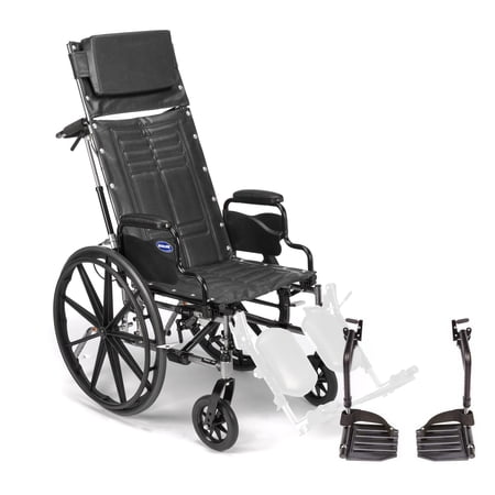 Invacare Tracer SX5 Recliner Wheelchair, with Desk Length Arms and T93HAP Hemi Footrests with Heel Loops, 18" Seat Width, TRSX5RC8P / T93HAP
