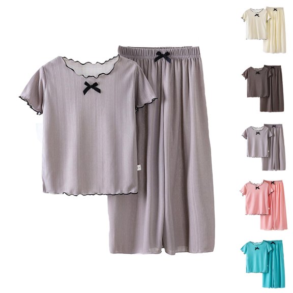 Outfit for Girls Girls' Clothing Sets Girls Outfits Set Toddler Summer Casual Outfit Pure Color Round Neck Ruffled Sleeve Top And Pants Wear For 1 8 Years Old
