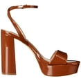 thumbnail image 6 of Steve Madden Lessa Cognac Patent Platform Ankle Strap Open Toe Dress Sandal Pump (Cognac Patent, 5.5), 6 of 7