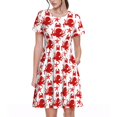 thumbnail image 1 of Bixox Robe d'Été à Manches Courtes pour Femmes Robe Ample Longueur Genou avec Poches-Octopus, 1 of 7