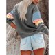 thumbnail image 4 of Sudadera con capucha Cuello redondo Manga larga Bloqueo de color Tops casuales de moda para mujer Gris XL, 4 of 6