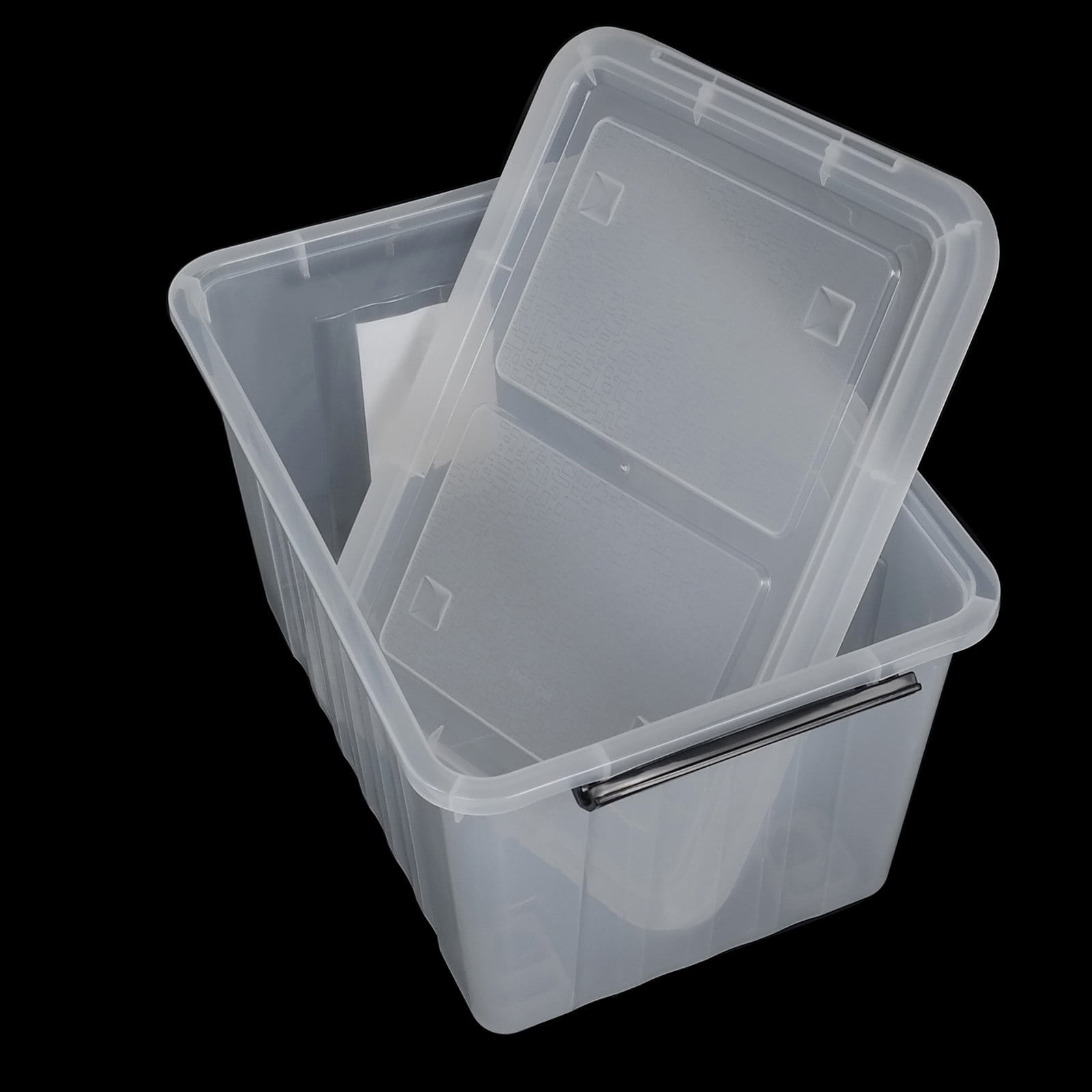 Waikhomes Set of 4 Large Plastic Storage Box with Lid, 30 L Latching  Storage Box Bin, Clear