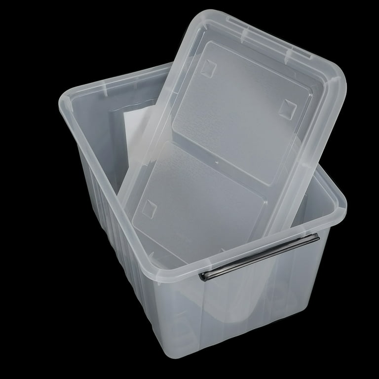 Idomy 4 Packs 30 L Clear Plastic Large Storage Boxes with Lids and Wheels, Size: 17.72 x 13 x 10.43, About 30 Large