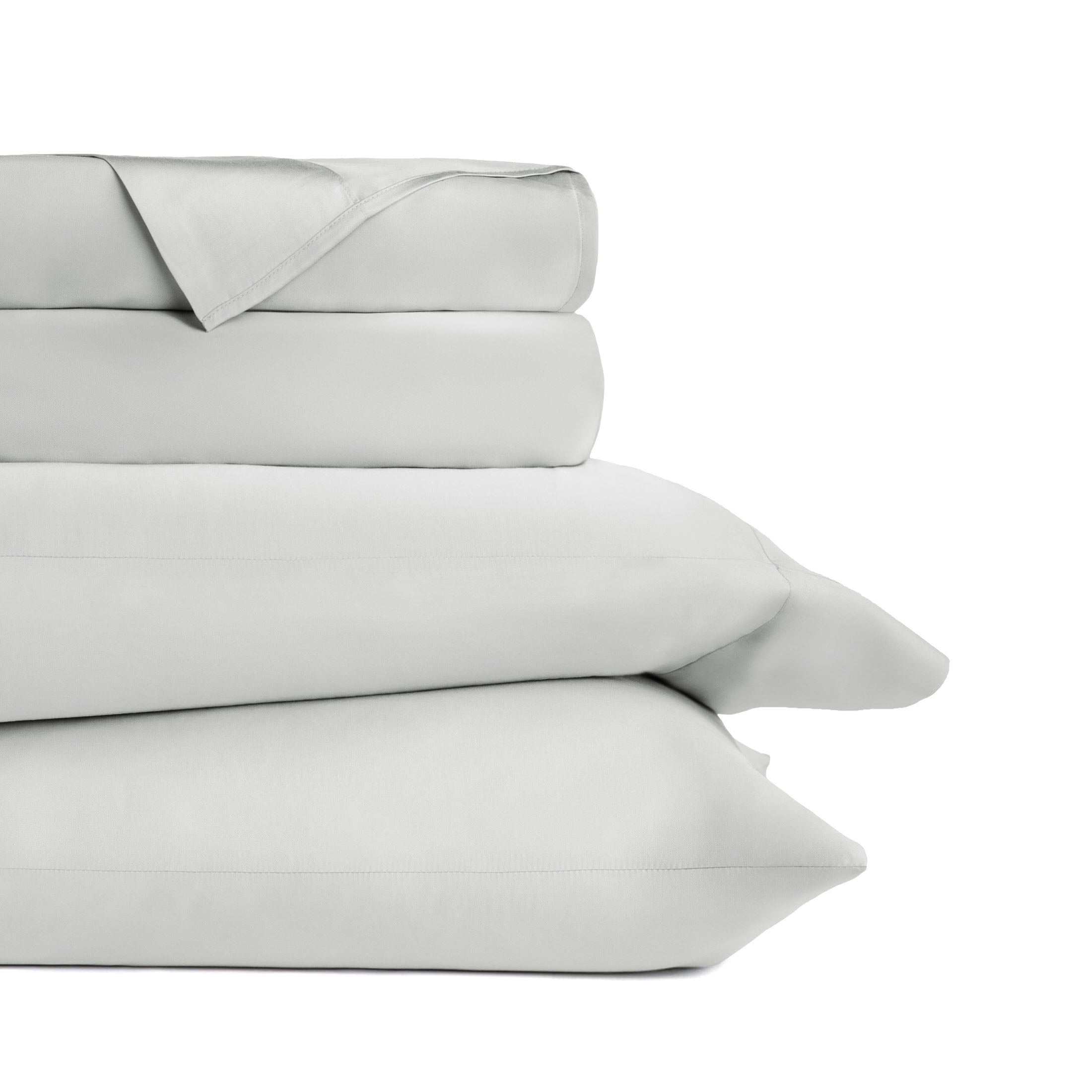 Noble Linens Rayon from Bamboo 4 Piece Luxury Bed Sheet Set, Light Gray, King