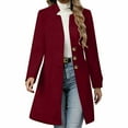thumbnail image 6 of Wool Coats For Women Casual Stand Collar Long Pea Coat 2025 Winter Fashion Single Breasted Warm Jacket Overcoat Pocket, 6 of 9