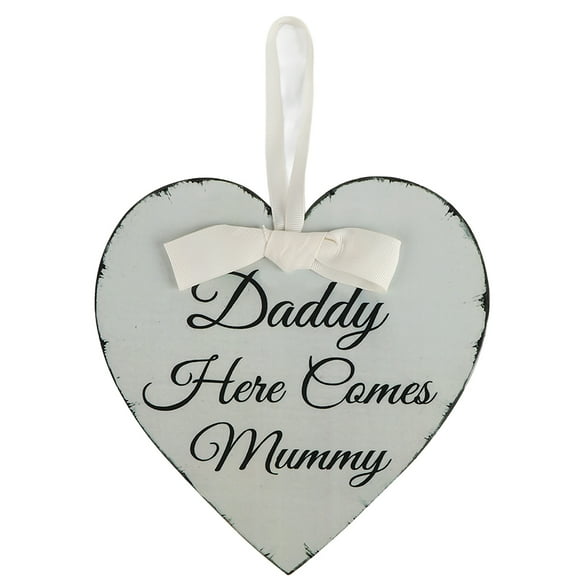 Dekaim Vintage Amour Coeur Forme Papa Voici Maman Fête De Mariage En Bois Suspendus Signe Plaque Cadeau