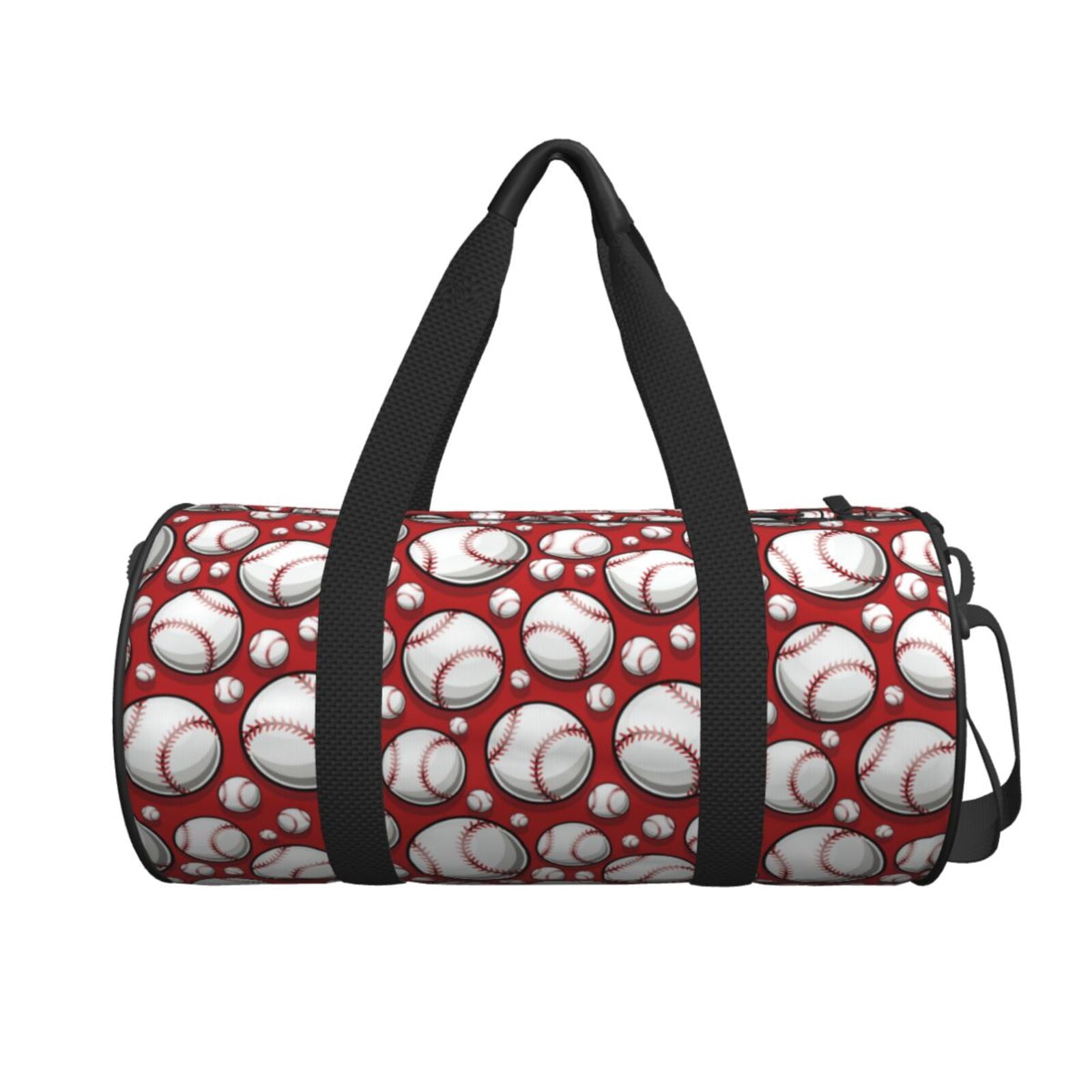 Horeoi Cute Baseball Print Foldable Travel Duffle Bag with Removable Strap - Water-Resistant Gym Vacation Luggage Multi-Pocket Design