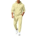 thumbnail image 3 of Men's Fall/Winter Hooded Sports Set, for Casual Training and Cold Weather Activities,Beige,L, 3 of 7