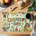 thumbnail image 2 of Sage Green Children's Day Placemats Set of 4 Car Tree Stars Modern Abstract Art Cartoon Place Mats Indoor Wipeable Table Mats Washable Dining Table Placemats for Kitchen Holiday Decor 13x19 Inch, 2 of 9