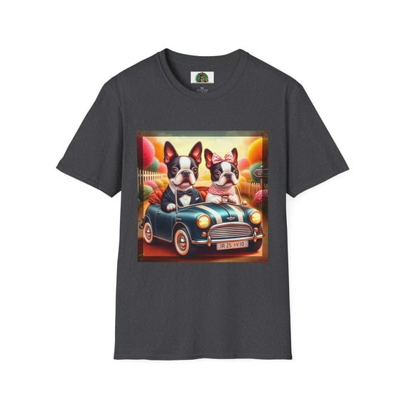 Wacky Boston Terrier Cute Dogs In Tiny Car Shirt