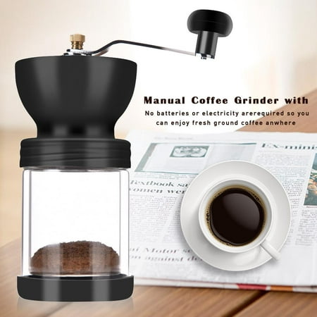 YOSOO Manual Coffee Grinder, Mini Portable Coffee Bean Hand Grinder with Professional Grade Burrs and Adjustable Coarseness Screw, Glass
