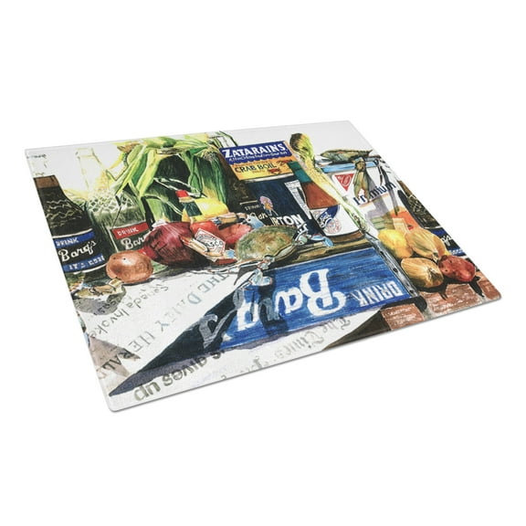 Caroline's Treasures Crab in the Middle Glass Cutting Board Large