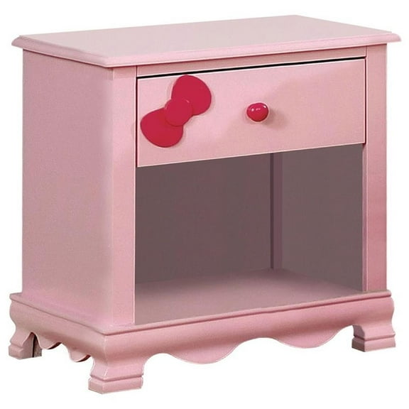 Furniture of America Poppy Transitional Wood 1-Drawer Nightstand in Pink