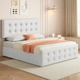 thumbnail image 1 of Full Size Platform Bed Frame with 4 Storage Drawers & Headboard,Faux Leather or Linen, Button Tufted Platform, Strong Wooden Slats,No Box Spring Needed, 1 of 8
