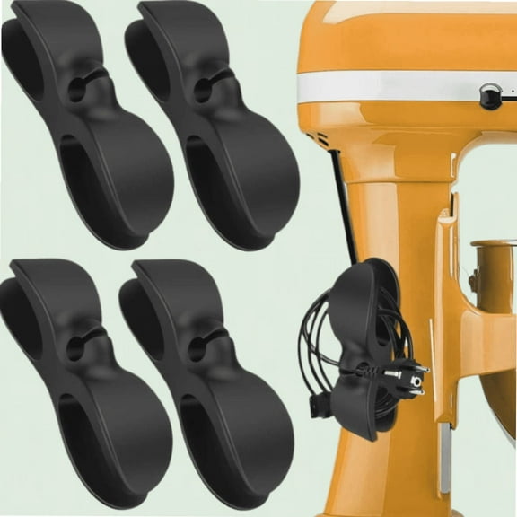 4 Pack Silicone Cord Organizer for Kitchen Appliances - Adhesive Cord Holder Keeper for Mixer, Coffee Maker, Pressure Cooker