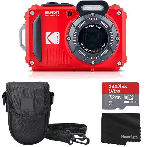 Kodak PIXPRO WPZ2 Rugged Waterproof Digital Camera, Red   Accessories
