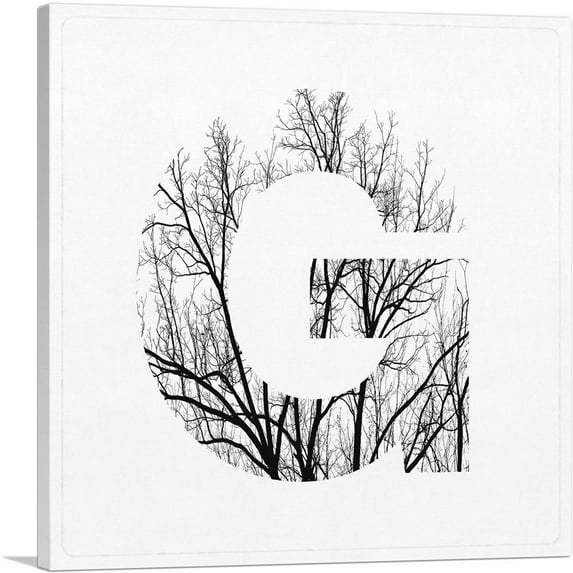 ARTCANVAS Tree Branches Alphabet Letter G Canvas Art Print - Size: 12" x 12" (0.75" Deep)