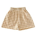 thumbnail image 3 of Ulanda Toddler Boys Girls Plaid Shorts Baby Kids Summer Casual Thin Elastic Waist Beach Short Pants Bottoms (Yellow, 3-4 Years), 3 of 9