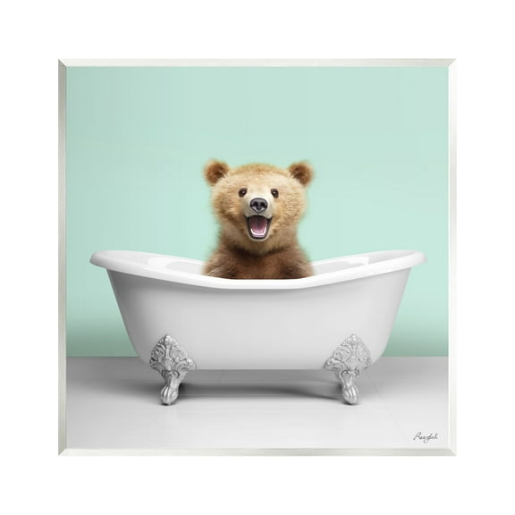 Stupell Industries Bear Cub in Bathtub Animals & Insects Painting Unframed Art Print Wall Art, 12 x 12