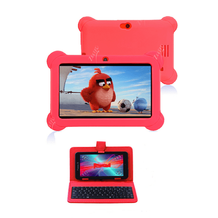 7inch Kids Android Tablet 16GB Hard Drive 1GB RAM Wi-Fi Camera Bluetooth Play Store Apps Games with Keyboard-Red