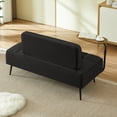thumbnail image 4 of GZXS Modern Velvet Bench with Back and Rotating Side Table, 54" Upholstered Seating Sofa with Wood Frame and Metal Legs, 500lbs Weight Capacity, Black, 4 of 10