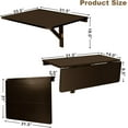 thumbnail image 2 of Hyxoo Wall Mounted Folding Table, 31.5" x 23.5" Drop-Leaf Floating Writing Desk for Small Spaces, Space-Saving Fold Down Laptop Workstation for Kitchen, Bedroom, Laundry Room, Study Room (Brown), 2 of 10