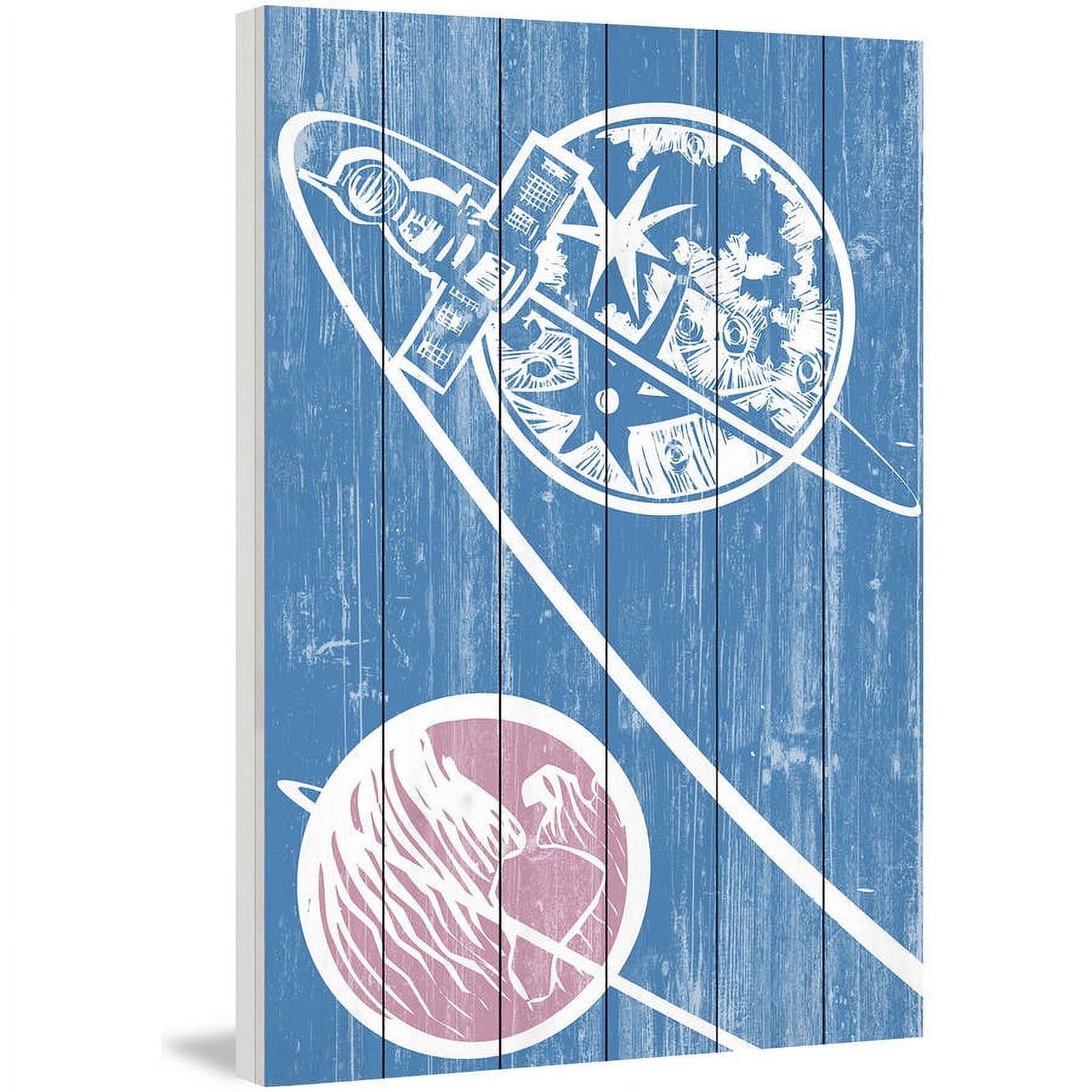 Marmont Hill - "Satellite Orbit" Painting Print on White Wood