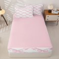 thumbnail image 4 of Erosebridal Watercolor Bow Zipper Twin Comforter Sets with Fitted Sheet and 2 Pillowcases,Dreamy Princess Style Zipper Bedding Set For Girls,Pink Reversible,4 Pieces, 4 of 7