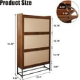 thumbnail image 2 of Narrow Shoe Cabinet with 3 Flip Drawers, Freestanding Shoe Organizer with Linen Doors, Slim Shoe Storage Cabinet Storage, Wooden Closed Shoe Rack for Entryway, Hallway, Living Room (Walnut), 2 of 7