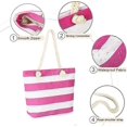 thumbnail image 5 of Waterproof Beach Bag Canvas Stripe Rope Handles with Top Zipper Closure Shoulder Beach Tote Bags, 5 of 5