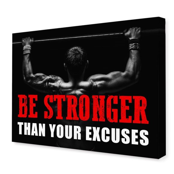 Décoration Murale de Gym Inspirante, Art Mural de Citations D\'entraînement Physique, Soyez Plus Fort Que Vos Excuses Décoration Murale en Toile pour Gym à Domicile